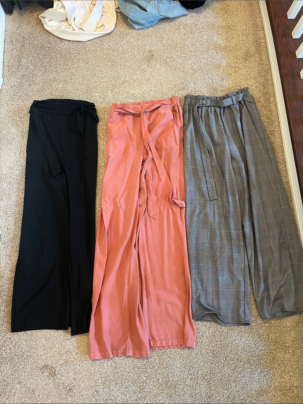 Target Girls Wide Leg Pants Bundle - Black (xs), Coral (s), Gray Plaid (xl kids)